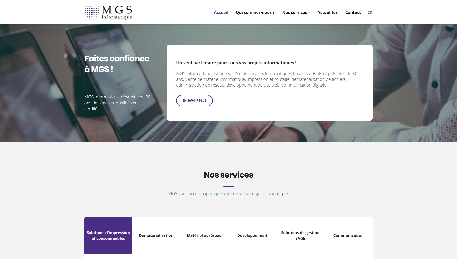 Read more about the article Redesign of the main MGS Informatique website